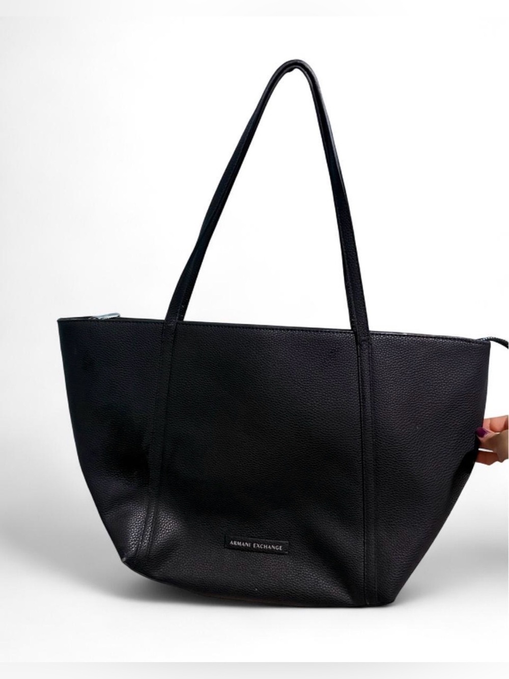 Armani Exchange Black Leather Tote Bag